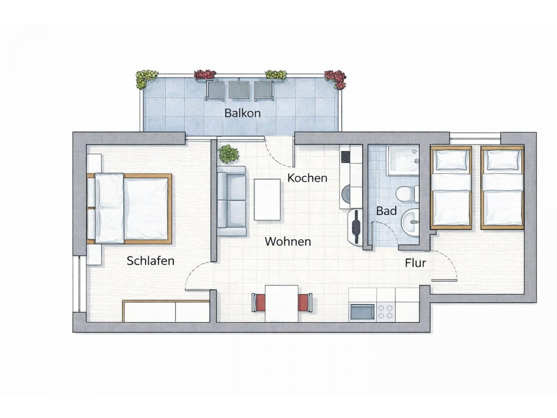 Ferienwohnung NW 23  mit Balkon zur S&uuml;dseite Foto 10