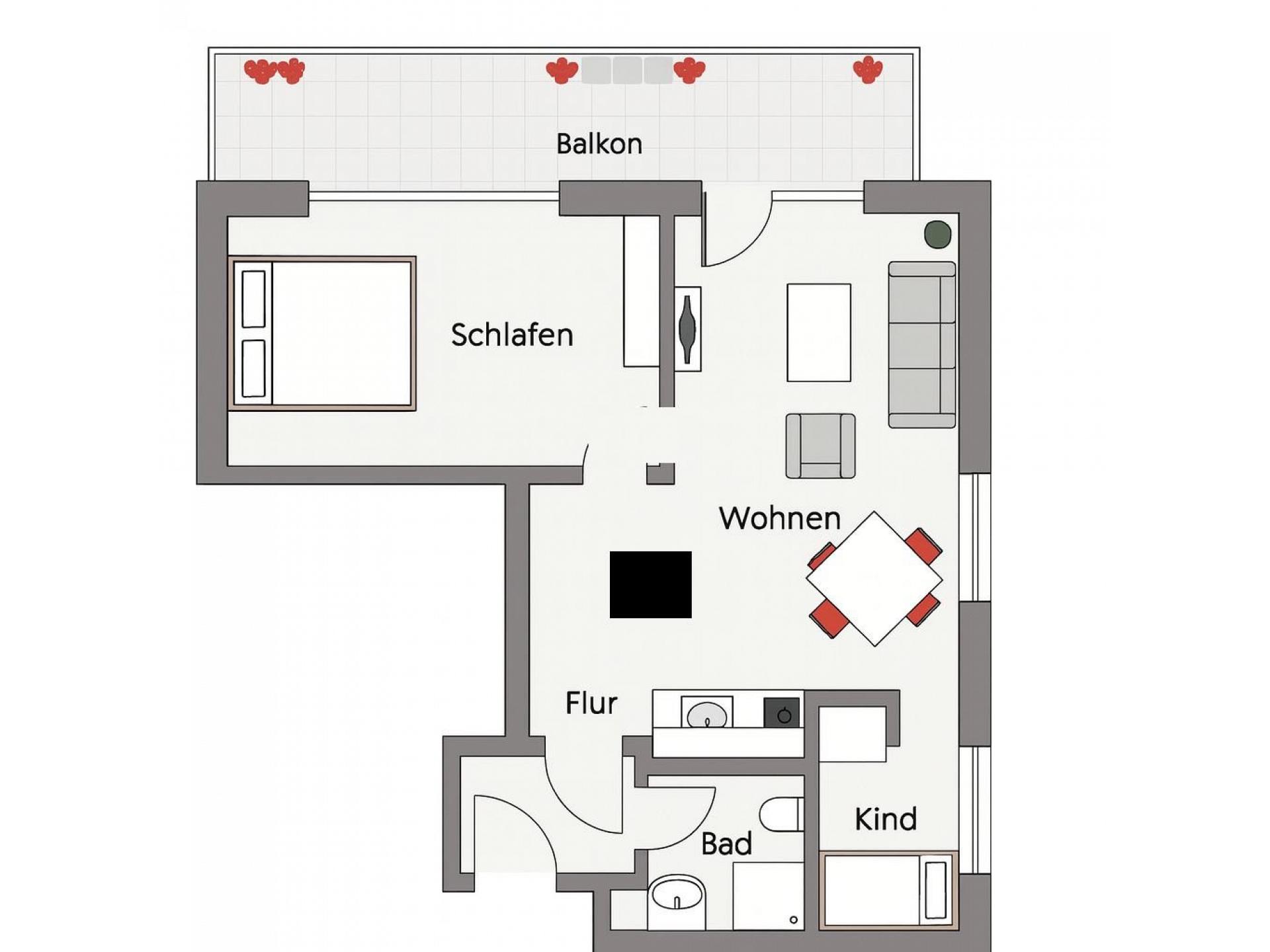 Ferienwohnung NW 27 mit Balkon zur Südseite Foto 12