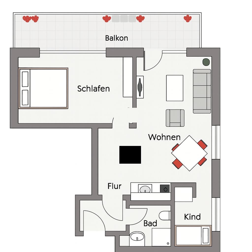 Ferienwohnung NW 27 mit Balkon zur Südseite Foto 12