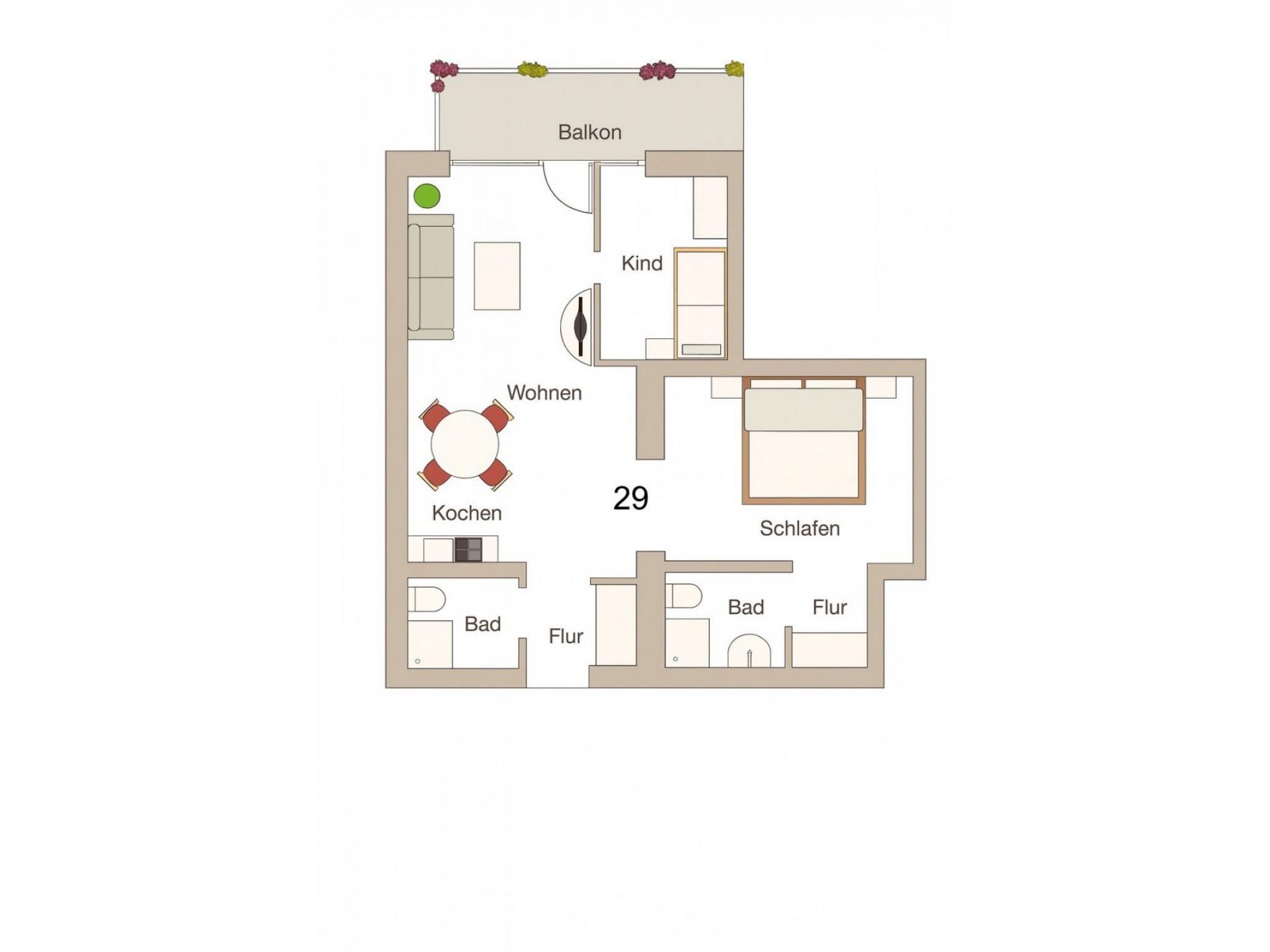 Ferienwohnung NW 29 mit Balkon zur Südseite Foto 15