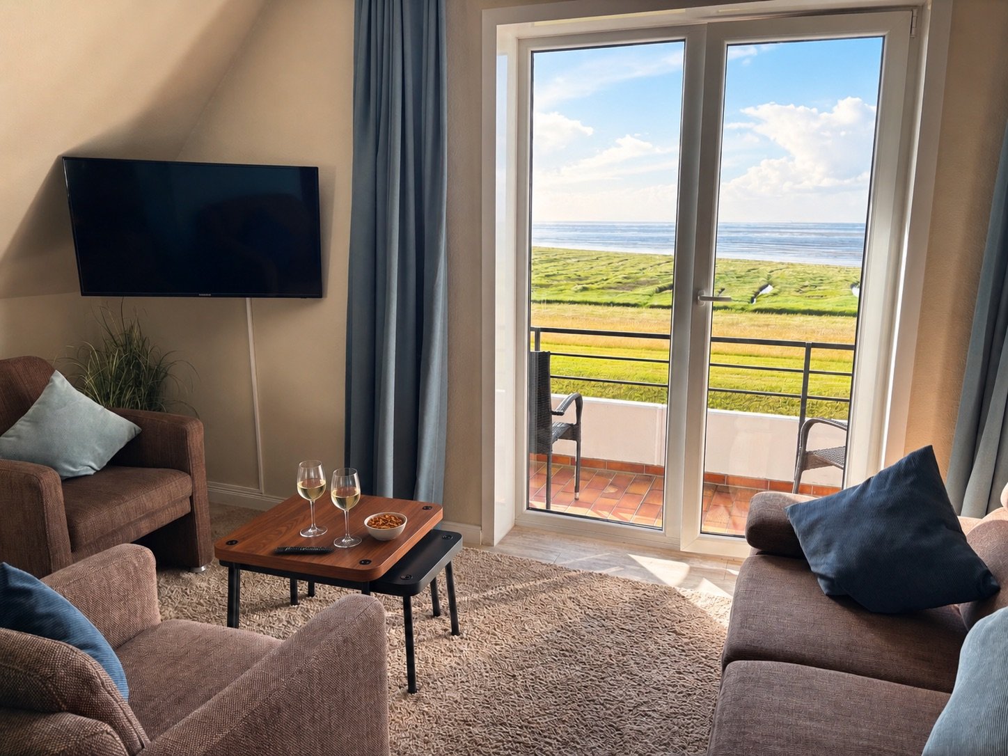 Wohnzimmer mit Meerblick