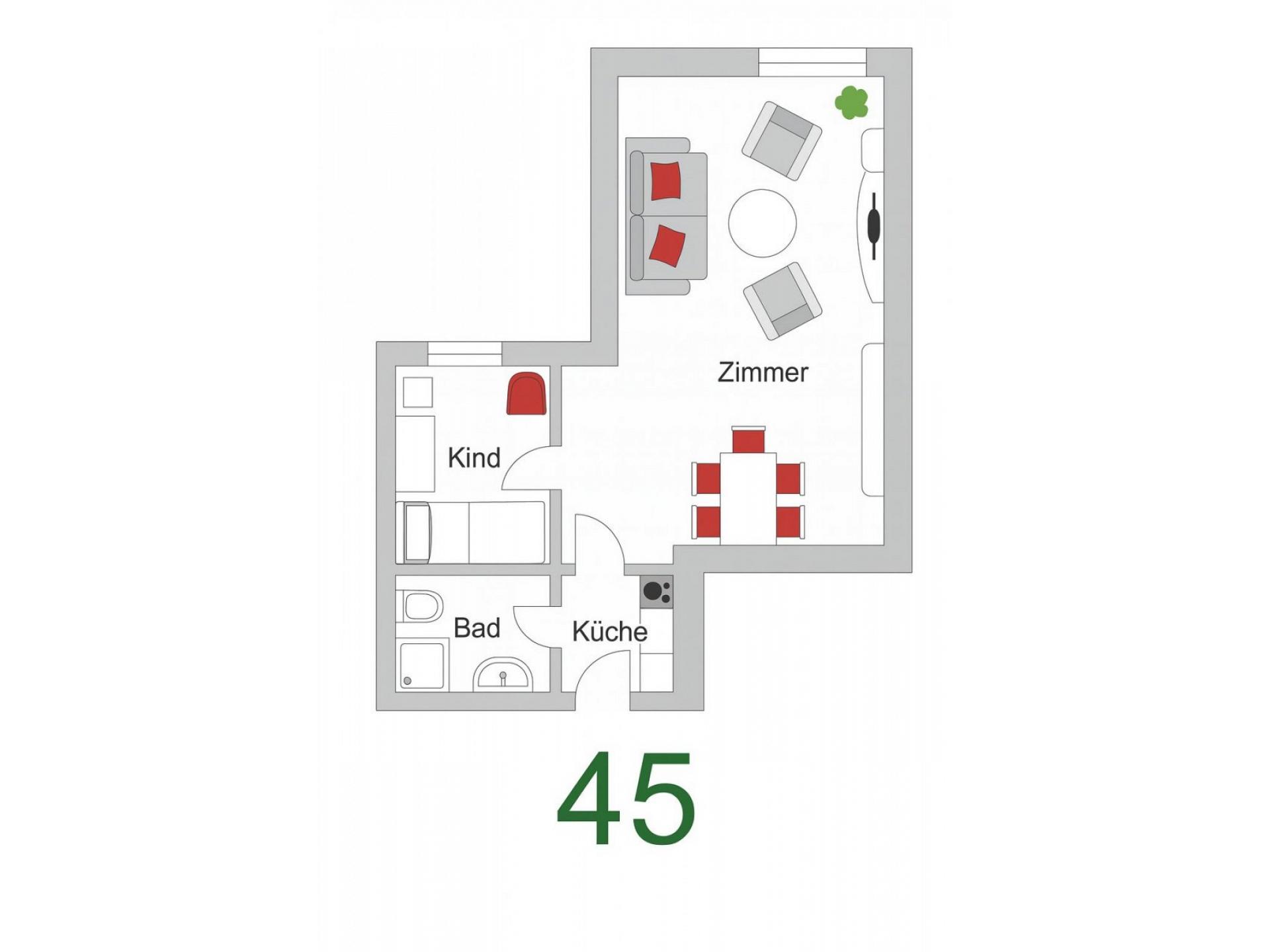 Ferienwohnung NW 45 mit Süd Balkon Foto 11